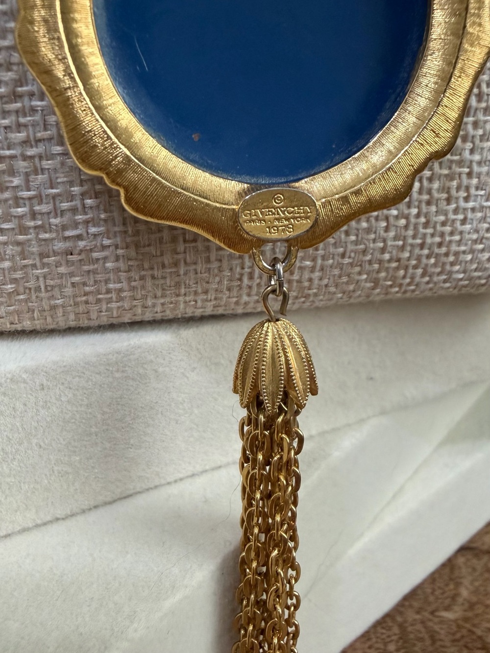 Givenchy RARE Gold-Tone Blue Dragon Enamel Pendant Necklace Cloisonné - Picture 4 of 5